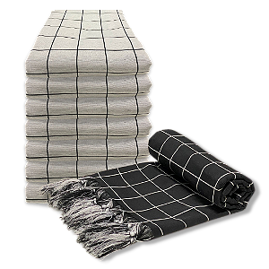 Manta Xale de Sofá e Cama Decorativa Quadriculado Grid Dupla Face Rústico