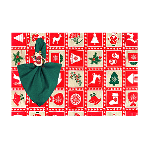 Kit Jogo Americano Completo Mesa Posta de Natal Estampado Natalino