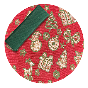 Kit Capas de Sousplat com Guardanapos de Natal Natalino Lurex