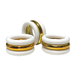 Kit Porta Guardanapos Anéis Ano Novo Dourado Argola Pérolas para Mesa Posta