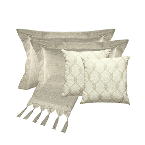 Jogo de Peseira Xale com Franja Luxuosa para Cama King com 2 Capas de Almofada e 2 Porta Travesseiros