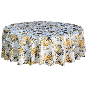 Toalha De Mesa Redonda Estampada Floral Luxuosa Decorativa Mesa Posta