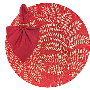 Kit Sousplat Completo de Natal Vermelho e Dourado Decorativo Mesa Posta