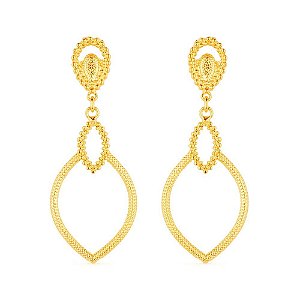 Brinco Dourado Luxo Gota de Gala