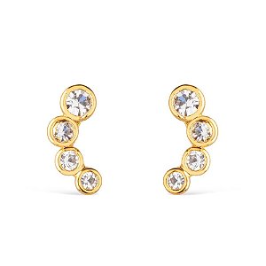 Brinco Dourado com 4 Pontos de Luz em Zircônia