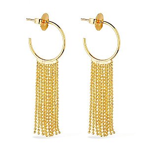Brinco Dourado de Argola e Franja