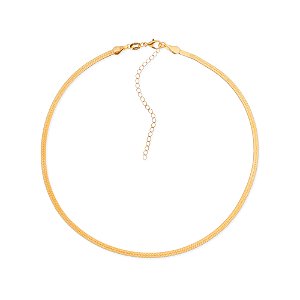 Colar Dourado Chocker de Fita