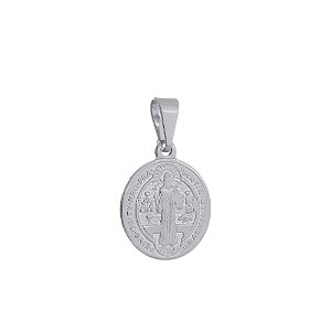 Pingente Prateado Medalha de São Jorge
