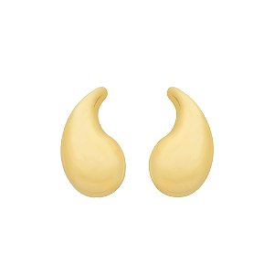 Brinco Dourado Gota Curvada Média