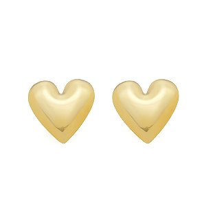 Brinco Dourado de Coração Liso