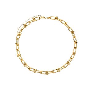 Colar Dourado Chocker Corrente Elos Largos
