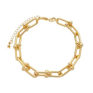 Pulseira Dourada Corrente Elos Largos