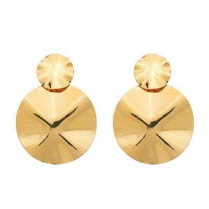 Brinco Dourado Orgânico Dois Círculos Amassados