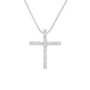 Colar de Cruz Cravejada de Zircônias em Prata 925