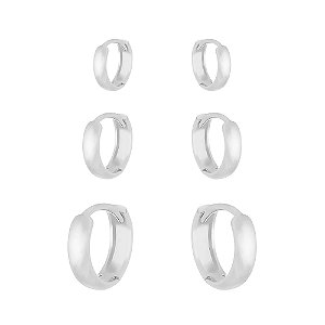 Trio de Argolas Lisas em Prata 925