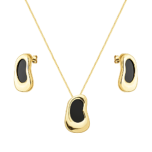 Conjunto Dourado Orgânico Preto