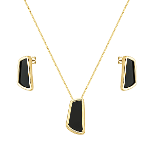 Conjunto Dourado Estilo Orgânico Preto