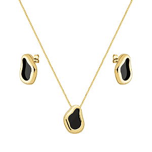 Conjunto Dourado Formato Orgânico Preto