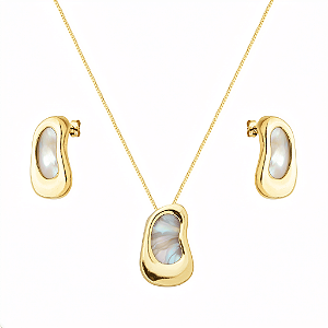 Conjunto Dourado Orgânico Madrepérola