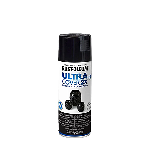 Tinta Spray Rust Oleum Ultra Cover 2x Preto Brilhante 340g Viapol