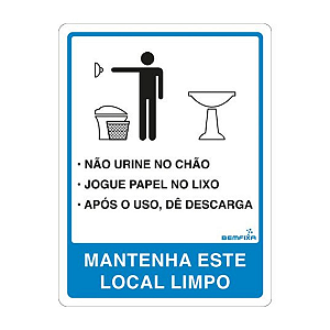 Placa Sinalização 15x20 Instrução Banheiro Masculino 6678 Bemfixa