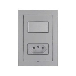 Conj. 4x2 - 1 Interruptor Simples + 1 Tomada 2P + T 10A Cinza Fosco Ekron