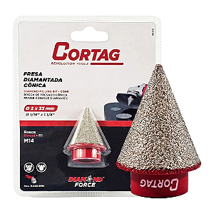 Fresa Diamantada Cônica 2x33mm Rosca