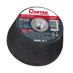 Rebolo Tipo Copo Cônico 75mm G60 Rosca M14 Cortag