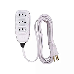 Extensão Compacta Com cordão Paralelo 3,00m 10A Branco 17911 ilumi