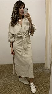 Vestido midi linho kimono