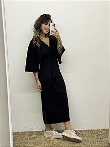 Vestido midi kimono elastano