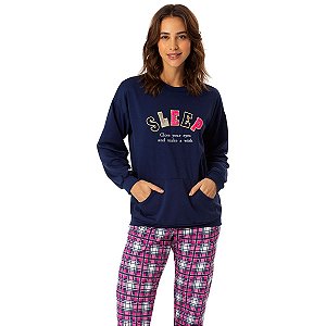 Pijama Xadrez Feminino Longo Lua Cheia 9971