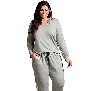 Pijama Recco Longo Plus Size De Viscose Stretch 16896