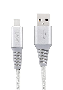 Cabo USB-C I2GO 2m 2,4A Nylon Trançado Prata