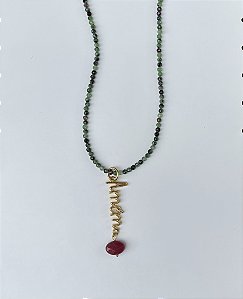 COLAR CRISTAIS VERDE LONGO AMÉM