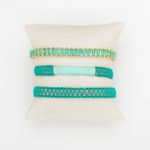 PULSEIRA ELOS COURO ENTRELAÇADA 2 TONS
