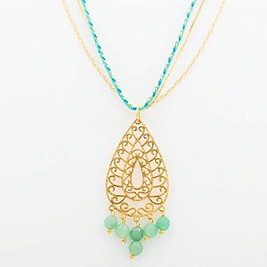 COLAR LONGO TRIPLO  AZUL C/ VERDE
