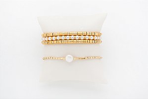 PULSEIRA ELOS ARGOLINHAS C/ PÉROLAS 3 FIOS