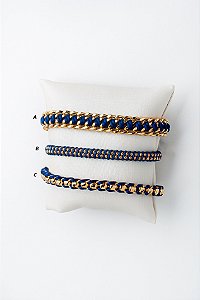 PULSEIRA ELOS FIOS DE SEDA FINA AZUL MARINHO (C)