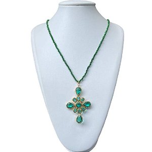 COLAR ESMERALDA CRUCIFIXO