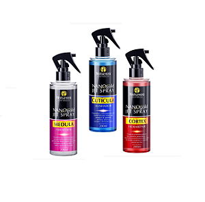 Tratamento Capilar Nano Gold Jet Spray Natureza Cosmeticos kit com 3 unidades