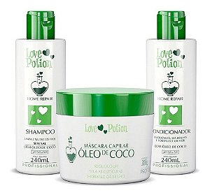 Love Potion Kit De Manutenção Óleo De Coco 3 Itens