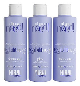 Kit Reabilitação E Cauterização 3x200ml Mirai Cosmeticos