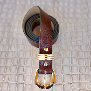 CINTO GABRIELA CHOCOLATE - FIVELA PRATA - COURO LEGÍTIMO - LARGURA DO CINTO 2,5CM