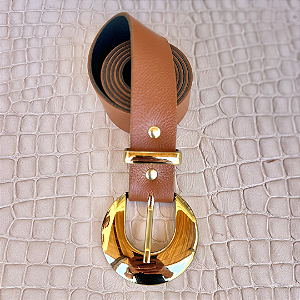 CINTO KARINE CARAMELO - COURO LEGÍTIMO - LARGURA DO CINTO 3,0CM