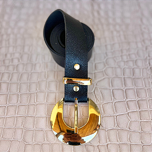 CINTO KARINE PRETO - COURO LEGÍTIMO - LARGURA DO CINTO 3,0CM