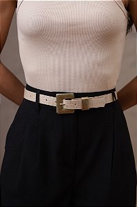 CINTO ESTELA NUDE - COURO LEGÍTIMO CROCO - LARGURA DO CINTO 2,0CM