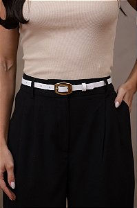 CINTO HELOISA BRANCO - COURO LEGÍTIMO - LARGURA DO CINTO 1,5CM