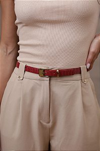 CINTO BRUNA VERMELHO - COURO LEGÍTIMO CROCO - LARGURA DO CINTO 2,0CM