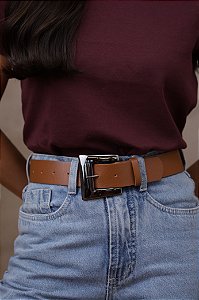 CINTO ROBERTA CARAMELO - COURO LEGÍTIMO - LARGURA DO CINTO 4,0CM